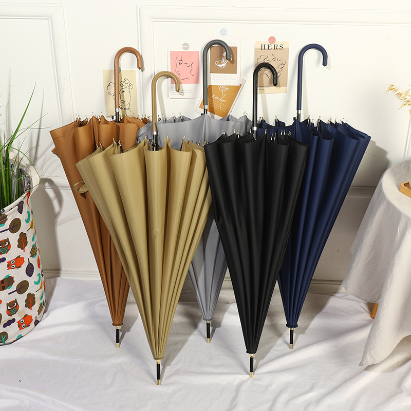 DD2262  Automatic Golf Umbrellas Custom LOGO Business Gift Rainy Umbrella J Shape Handle Windproof Straight Oversize  Umbrella