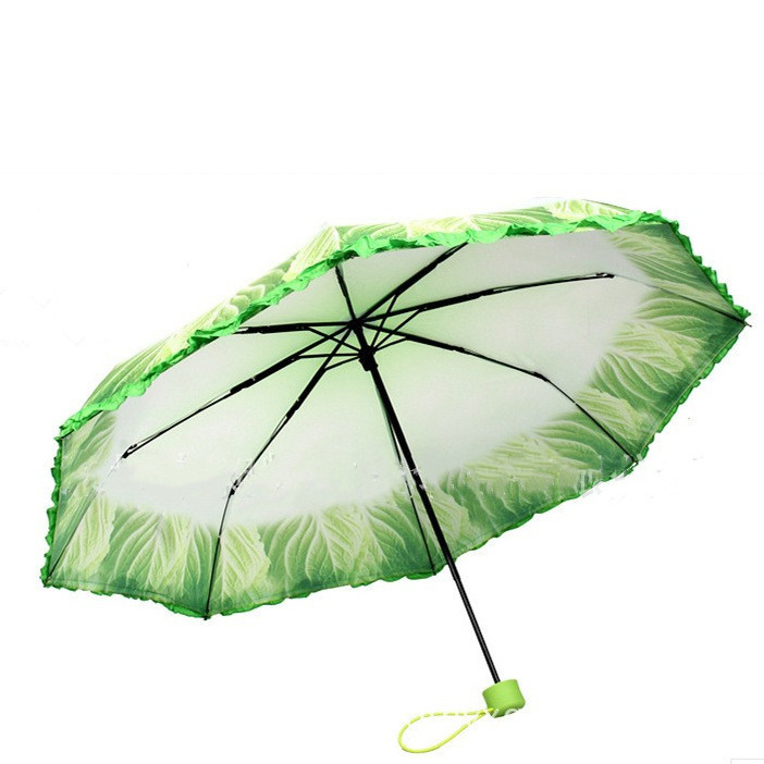 DD2676  Funny Cabbage Vegetable Rain Umbrellas Gifts for Girls Three Folding Sunny and Rainy Umbrellas Creative Cabbage Umbrella