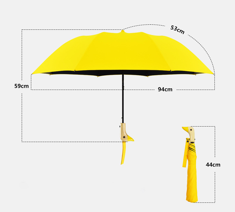 DD2675   Compact 2 Fold Umbrellas for Girls Kids Gifts Steady Paraguas Rain Cute Duck Head Handle Design Travel Umbrella