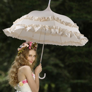 DD2679  Custom Vintage Princess Pagoda Parasol  Long Handle Wedding Celebration Marriage Umbrellas Lace Lolita Bride Umbrella