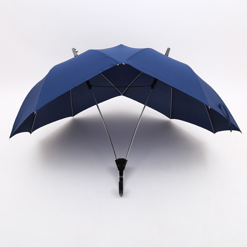 DD2684  Double Rod Conjoined Design automatic Sun Umbrella Hands Free Creative Large Dual-Use Umbrellas for Couples