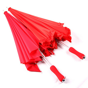 DD2687   Red Loving Heart Bride Umbrella 16K Lace Girls Gifts Straight Princess Umbrellas Celebration Marry WeddingParasol