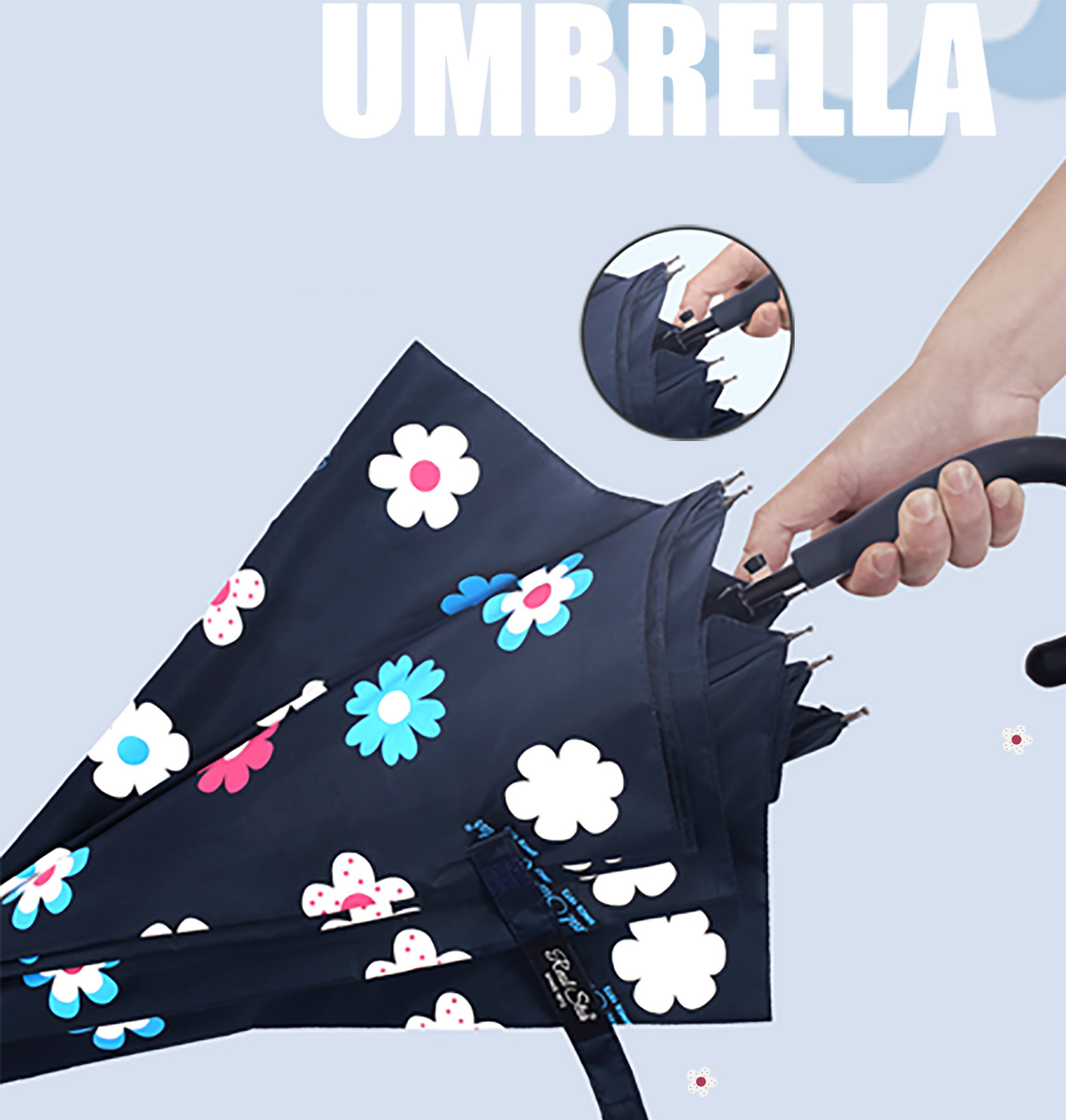 DD2709   Change Color With Water  Parasol Straight Cute Golf Umbrella Kids Flower Magic Umbrellas