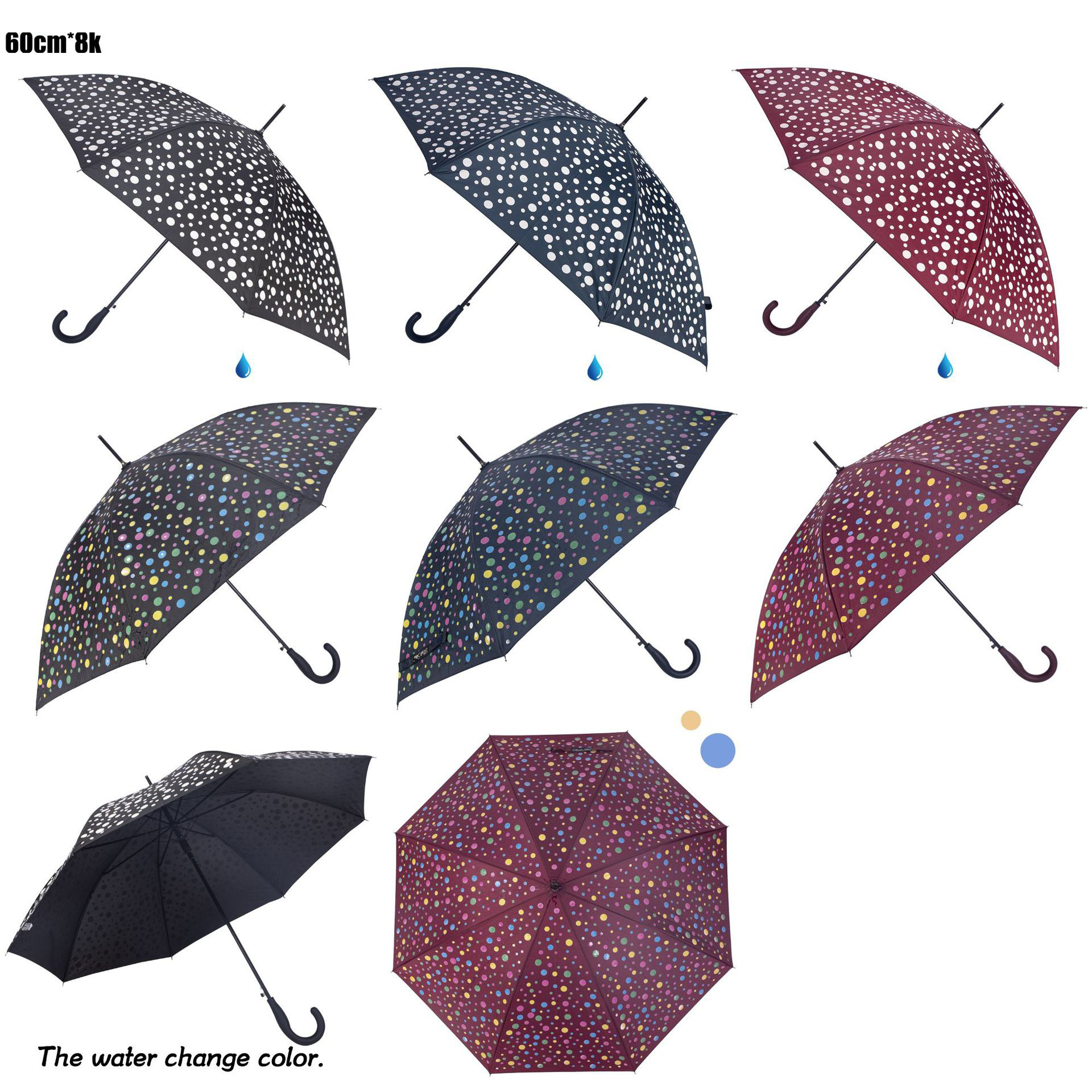 DD2709   Change Color With Water  Parasol Straight Cute Golf Umbrella Kids Flower Magic Umbrellas