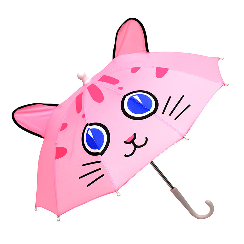 DD2725 Lightweight Mini Straight Toddlers Umbrella Toy Kids Dancing Prop Cartoon 3d Ears Animal Child Sun Umbrella