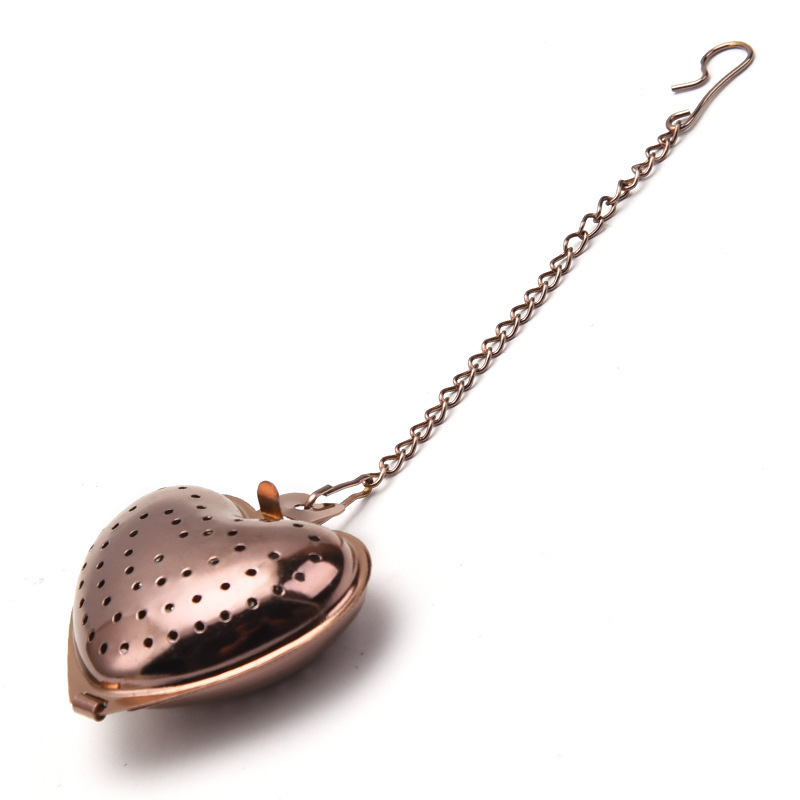 WHY152 Heart Tea Infuser With Chain Stainless Steel Reusable Tea Strainer Teapot Loose Traveling Tea Filter Accessories