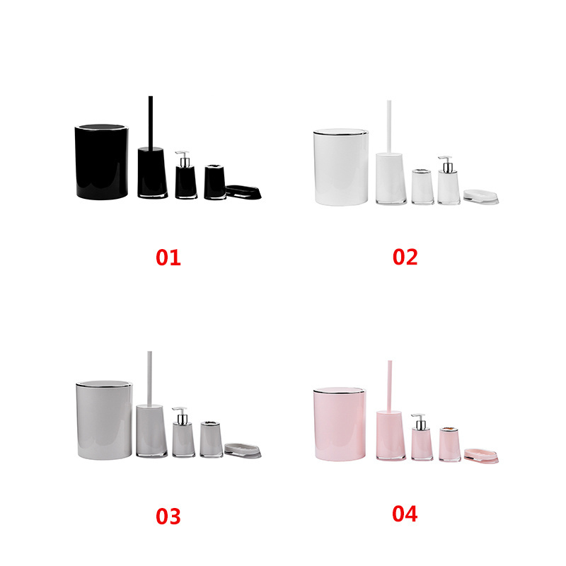 FF300 Home Hotel Acrylic Bathroom Set Toilet Brush Toothbrush Holder Soap Dish Soap Dispensers Bathroom Accessories Set