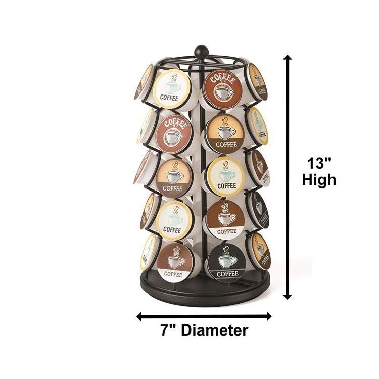 E109 35pcs Rack Compatible K Cups Spins 360 Degrees Rotatable Coffee Capsule Rack  Carousel Coffee Pod Storage Holder