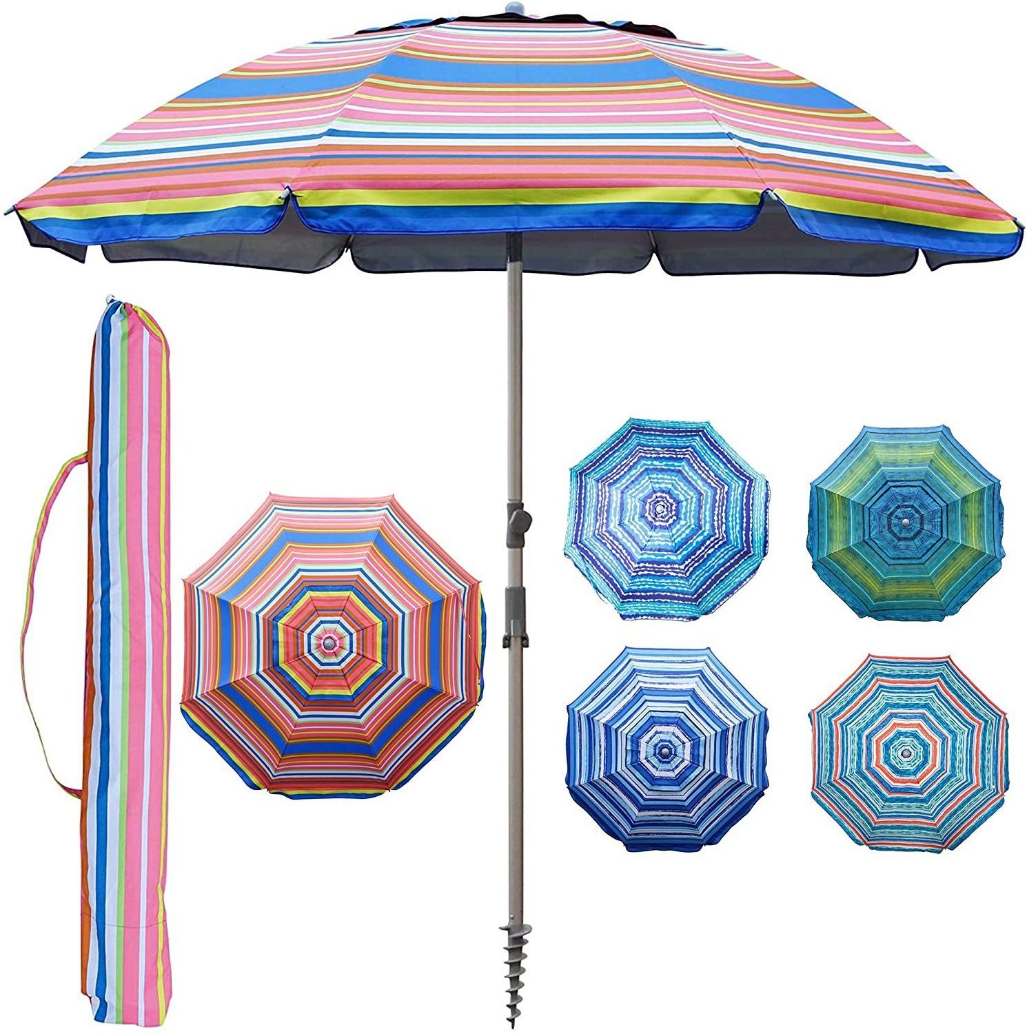 DD2555  Garden Outdoor Fish Parasol Colorful Big Umbrella Long Handle Wind UV Protection Sunshade Rainbow Beach Umbrella