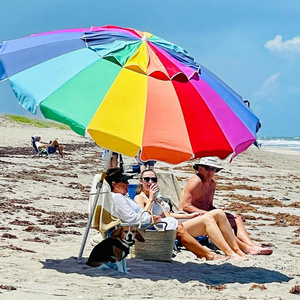 DD2555  Garden Outdoor Fish Parasol Colorful Big Umbrella Long Handle Wind UV Protection Sunshade Rainbow Beach Umbrella