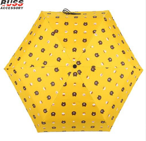 Z79 small five fold  Pocket Mini Umbrella  Cartoon Lattice  Sun Umbrella Windproof Anti UV  Plaid  Rain Umbrella