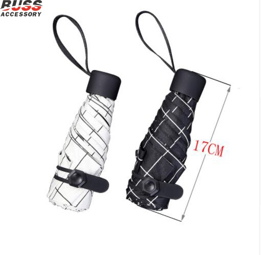 Z79 small five fold  Pocket Mini Umbrella  Cartoon Lattice  Sun Umbrella Windproof Anti UV  Plaid  Rain Umbrella