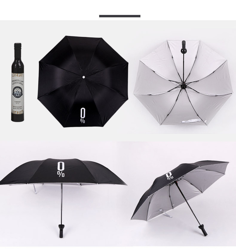 H211 Custom Printing Advertise Business Gift Promotion Travel Rainy Sunny 3 Folding Umbrella Logo Foldable Wine Bottle Umbrellas