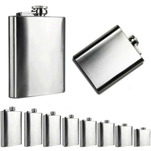 H466 Custom  2 4 6 8oz Alcohol Hip Flask Male Whisky Wine Pot Bottle Portable Pocket Box Set Outdoor Stainless Steel Hip Flasks