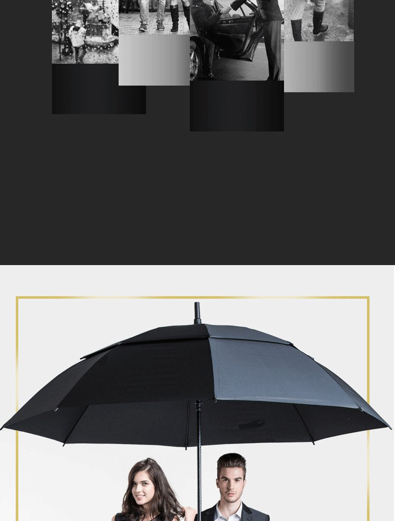 W23 Umbrella Wholesale Custom Logo Large Double Canopy Vented Windproof Umbrella Automatic Open Straight Golf Umbrella with logo