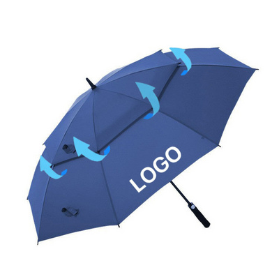 W23 Umbrella Wholesale Custom Logo Large Double Canopy Vented Windproof Umbrella Automatic Open Straight Golf Umbrella with logo