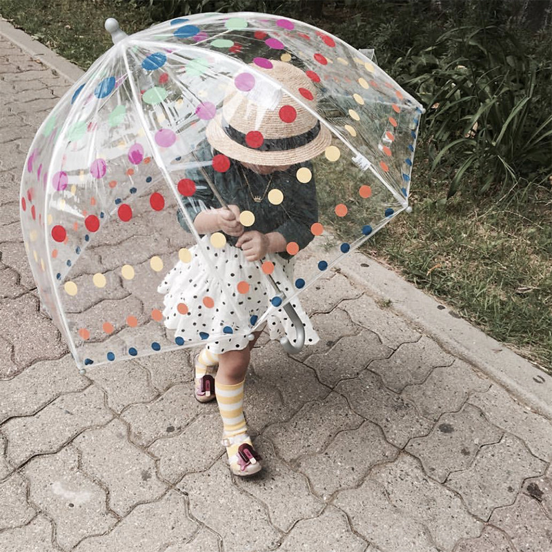 KLH428 Cartoon Clear Umbrella For Kids And Adult Rainbow Transparent Umbrella Girls Straight Plastic Apollo Umbrellas