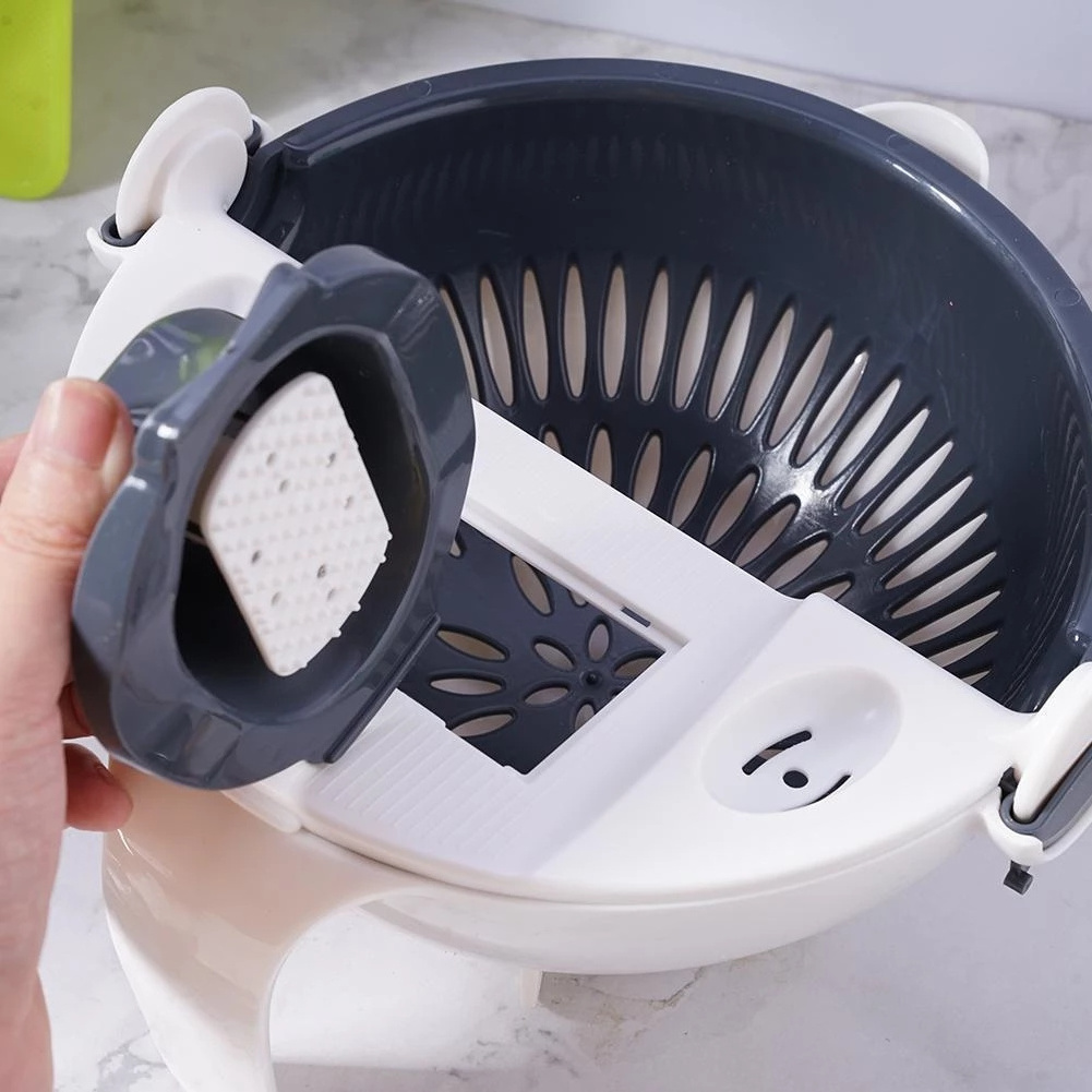 H673  Kitchen Multi Functional Shredder Wet Fruits Drain Basket Blade Cutter Manual 9 in 1 Slicer Vegetable Grater