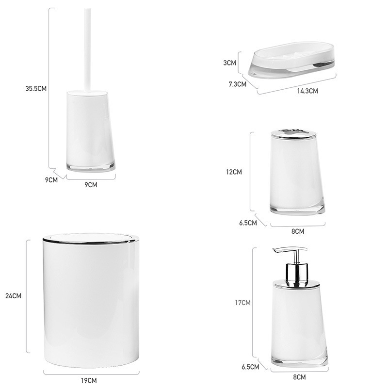 FF300 Home Hotel Acrylic Bathroom Set Toilet Brush Toothbrush Holder Soap Dish Soap Dispensers Bathroom Accessories Set