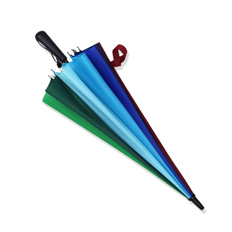 DD823 Custom Logo 16 Ribs Market Iridescent Umbrellas Automatic Straight Handle Rain Parasol Colorful Rainbow Golf Umbrella