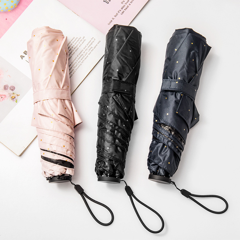 GG609 Logo Accepted Super Light Carbon Fiber Frame Sunscreen Vinyl Umbrella Outdoor Manual Three Folding Umbrella