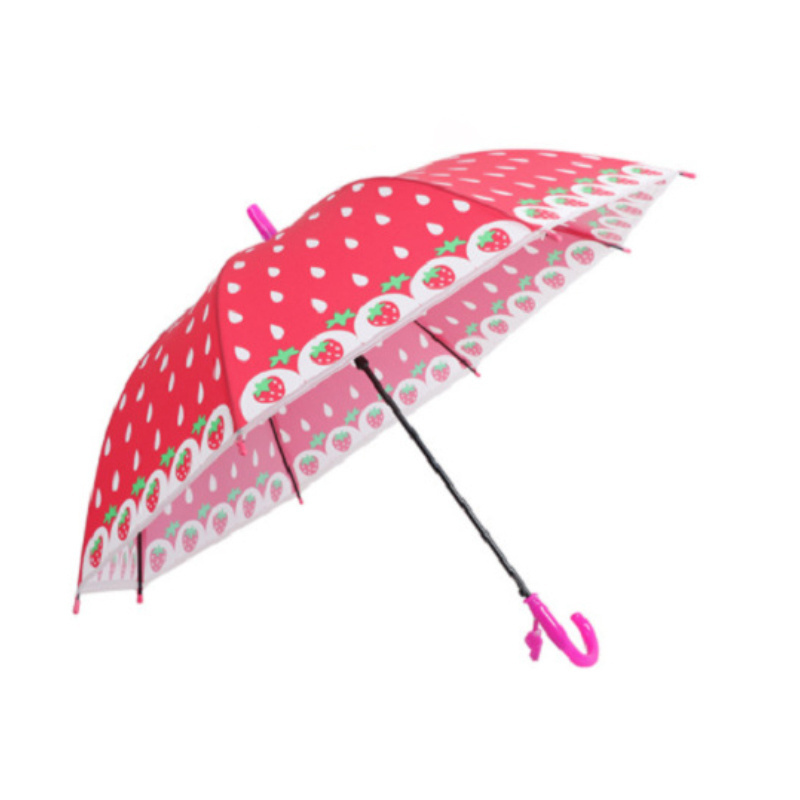 DD1454   Printing Watermelon Cartoon Rain Gear Umbrella For Kids Long Straight Umbrella Rainy Fruits Umbrellas