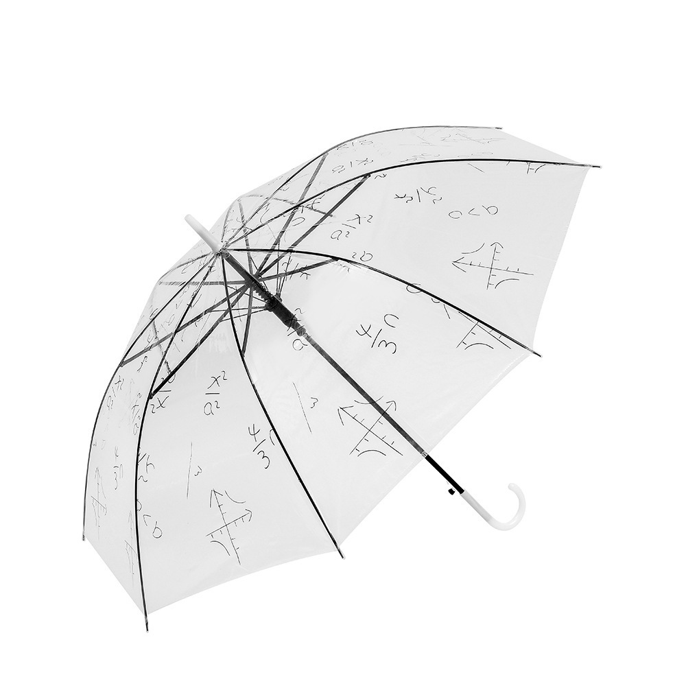 GG402 Japanese Creative Fun Transparent Umbrella Portable Straight Transparent Umbrella Hate Rainy Print Umbrellas