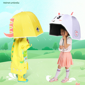 DD1232  Kids Cartoon Students Umbrella With Safe Reflective Strip Baby Girl Boy Children's Sunshade Helmet Umbrellas