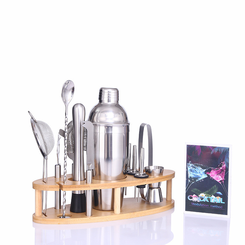 DD1042 Custom Boston Shaker Liquor Pourers Professional Bar Tools 12-Piece Cocktail Shaker Bartender Kit with Stand