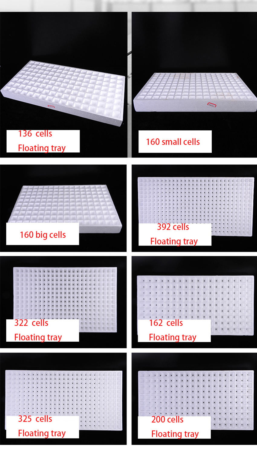 DD065  136 162 200 392 Cells Plant Seedling Tray Medicine Vegetables Flower Hole Growing Obacco Floating Foam Nursery Trays