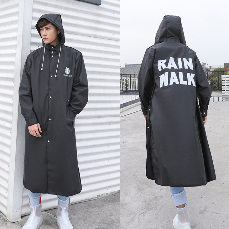 WHY445 High Quality EVA Unisex Raincoat Thickened Waterproof Jacket Women Men Black Camping Waterproof Rain wear