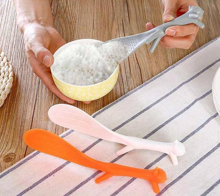 Z377   Cute Gadgets Household Scoop Restaurant Plastic Paddle Holder Meal Squirrel Shaped Ladle  Kitchen rice Spoon Tools