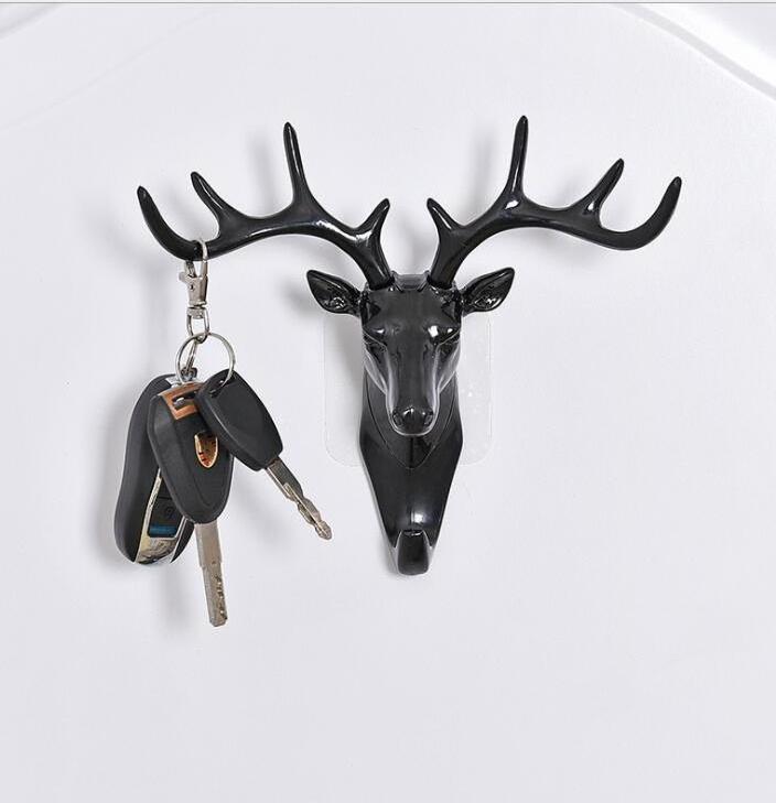 K97  Deer Head Wall hook Self Home Decoration Adhesive Clothing Door Hanger Bag Keys Sticky Holder hooks