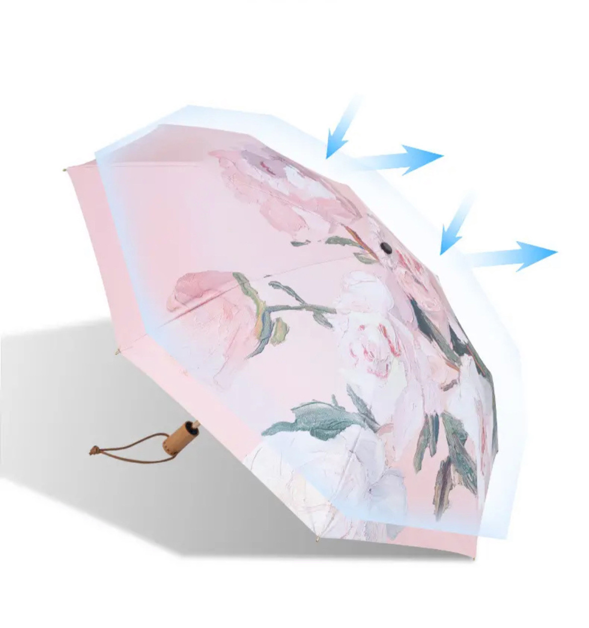 DD1229  Outside Inside Full Printed Flower Umbrellas Gift Black Coated UV Sun Rain Parasol Double Layer Printing Umbrella