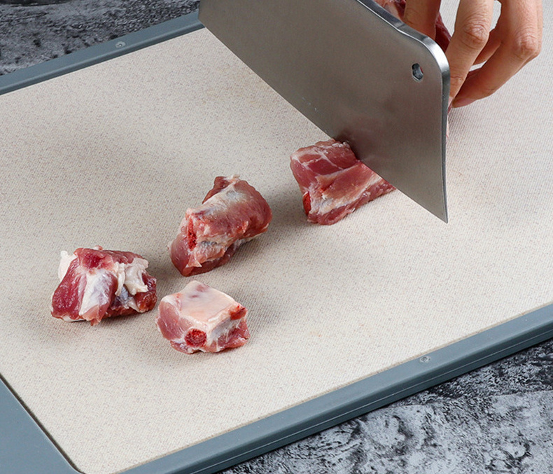 CL440 Easy Clean Double-sided Stainless Steel Cutting Board Moisture-proof Wheat Straw Vegetable Meat Chopping Board