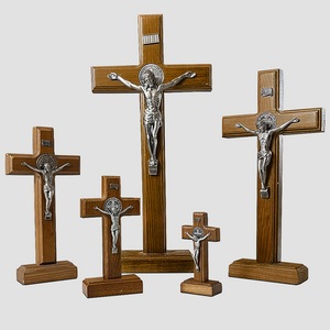 HT Wholesale Customized Christian Wooden Cross Catholic Decorative Cross Brown Small Big Prayer Cross