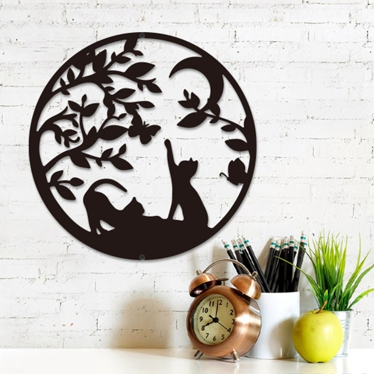 Custom Wooden Round Hollowed-Out Wall Decoration Bedroom Living Room Wall Art Hanging