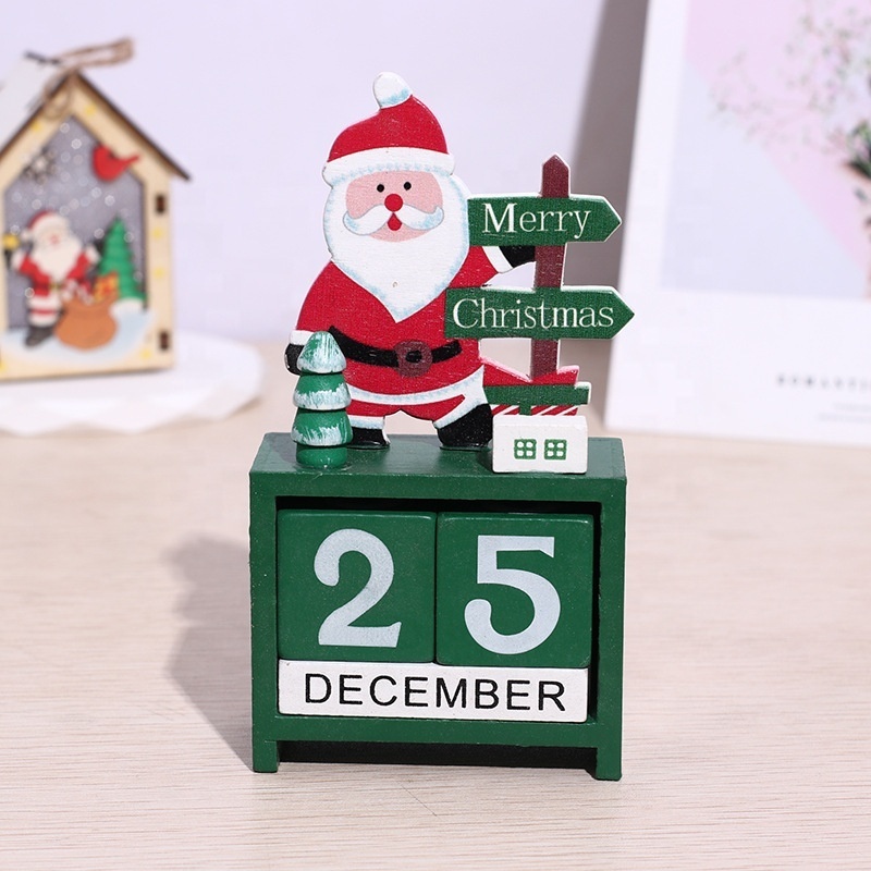 Factory Direct Price Christmas Countdown Calendar Decoration Desktop Decoration Christmas Wooden Handicraft