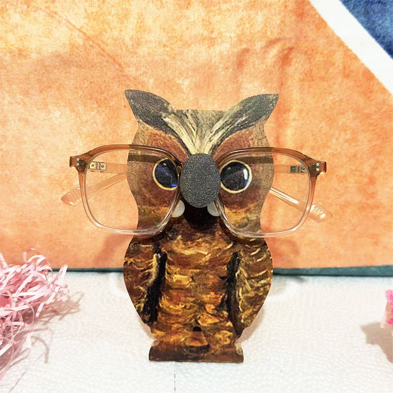 Hot Sale Cute Small Animal Handmade Wooden Glasses Display Frame Desktop Small Decoration