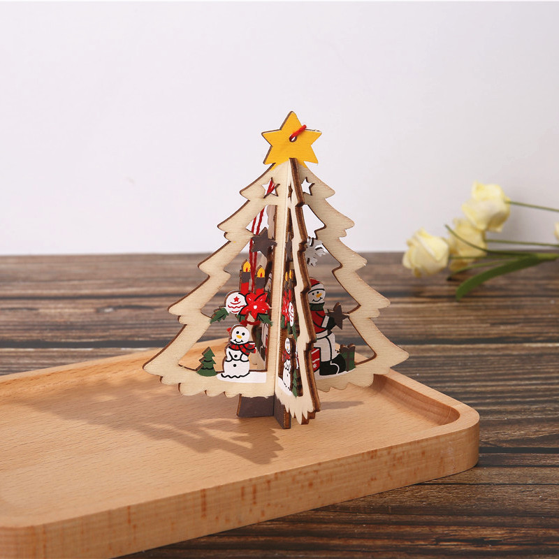 Wholesale Wooden Christmas Decorations 3d Wooden Christmas Tree Decorations Hanging Ornaments