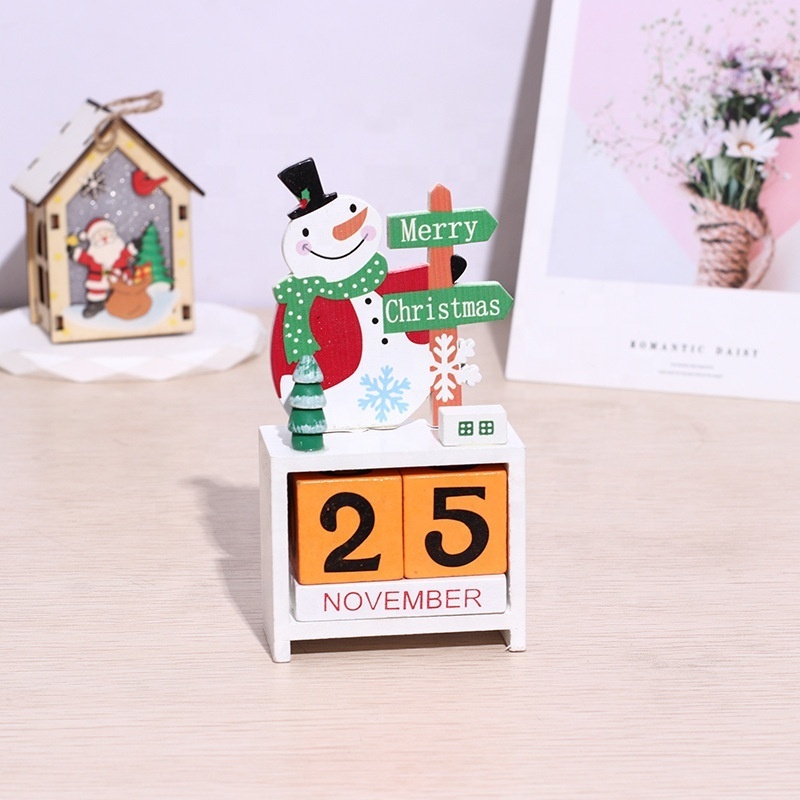 Factory Direct Price Christmas Countdown Calendar Decoration Desktop Decoration Christmas Wooden Handicraft