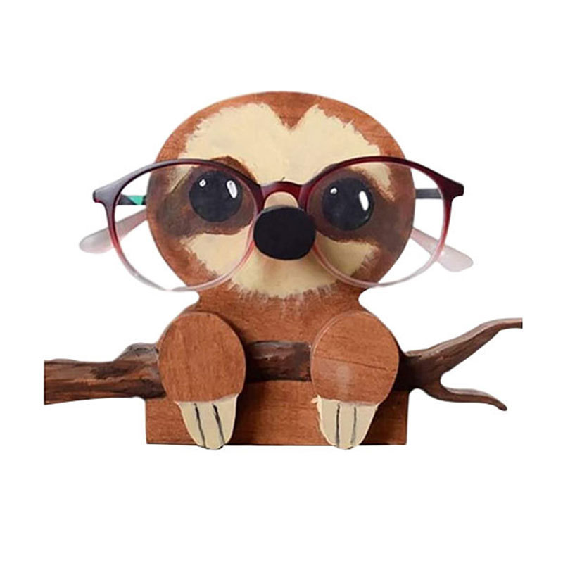 Hot Sale Cute Small Animal Handmade Wooden Glasses Display Frame Desktop Small Decoration