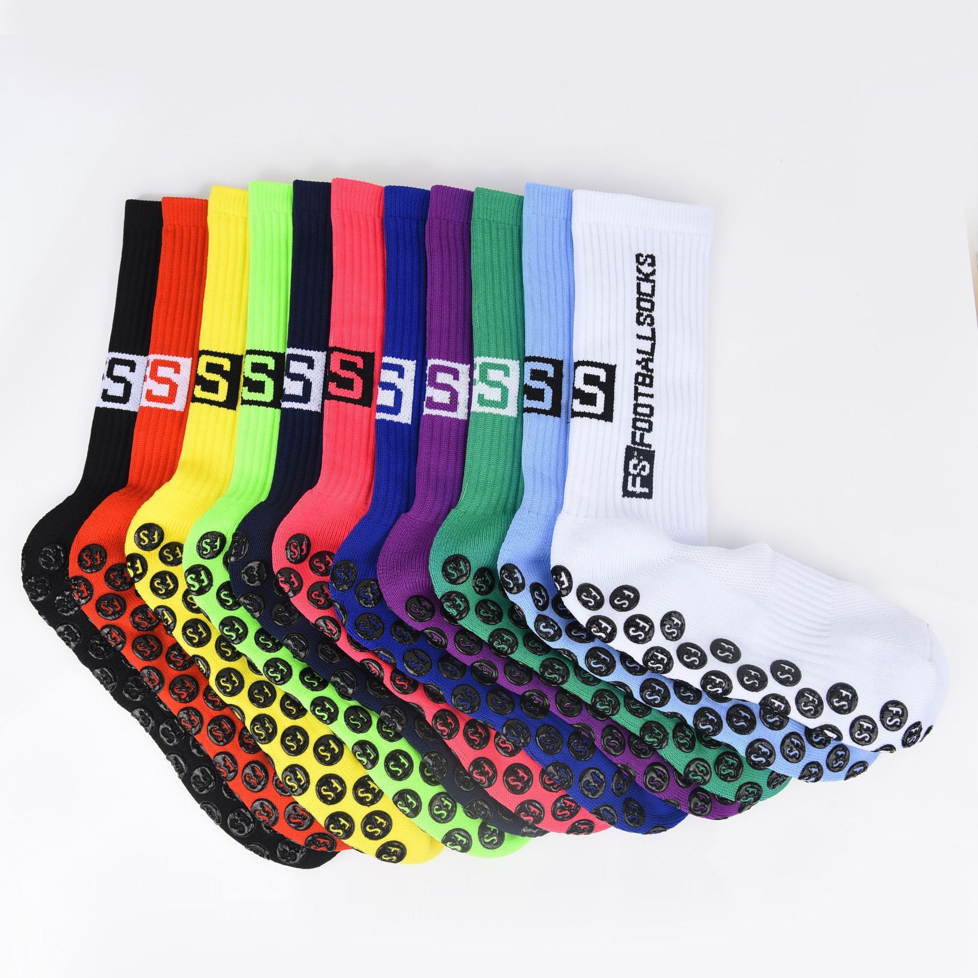 HY-2205 Wholesale FS Professional Grip Football Socks for Men Children Training Thick Non-slip Sports Socks JACQUARD Kids Socks