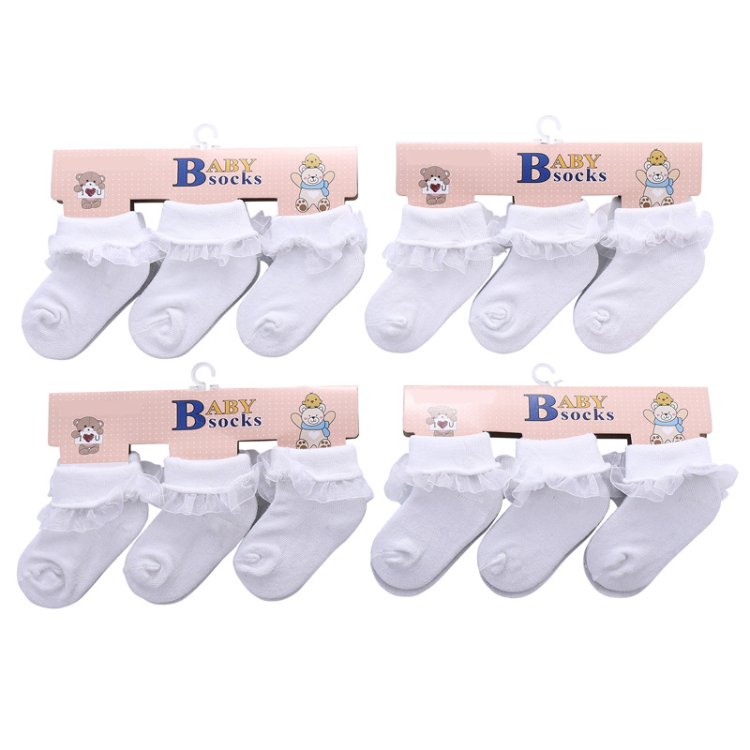 Ankle Lace Socks Gift Set Newborn Baby Boy Cotton White Socks HY-1916 Fast Dispatch Organic Baby for Baby 0 to 12months Casual