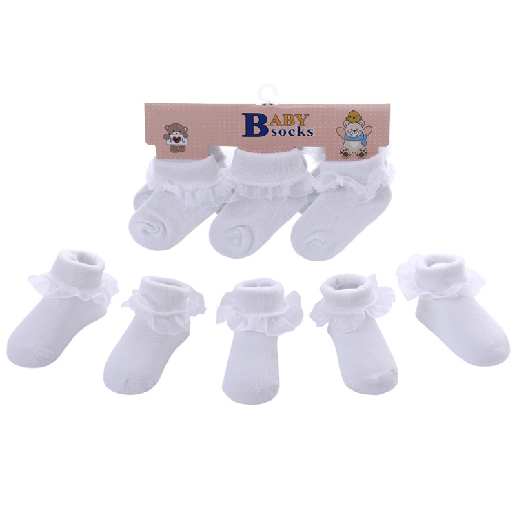 Ankle Lace Socks Gift Set Newborn Baby Boy Cotton White Socks HY-1916 Fast Dispatch Organic Baby for Baby 0 to 12months Casual