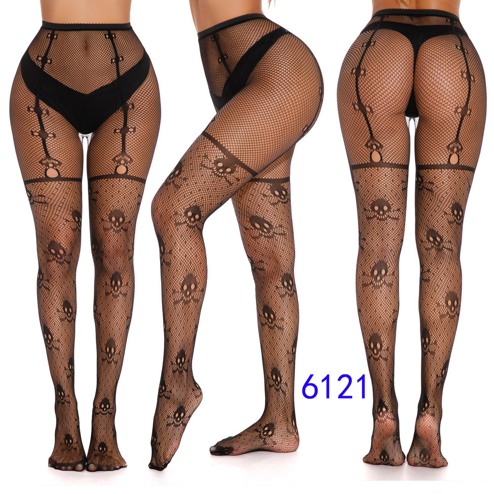 HY-1519 2023 New Big size Skulls Fishnet Stockings Girl Hallowmas Pantyhose For Party