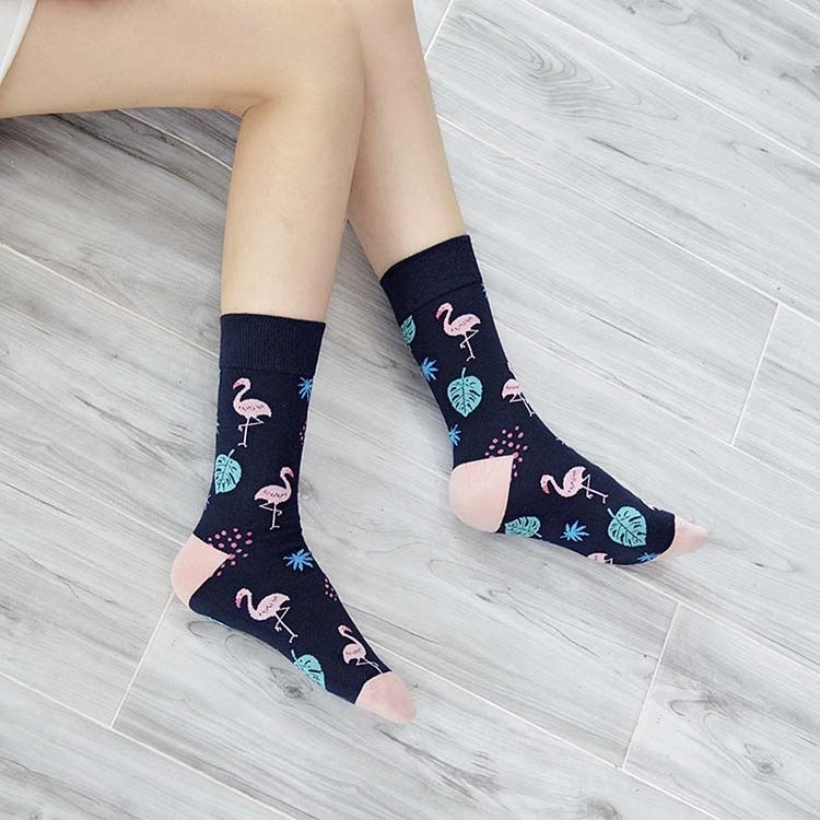 HY-1450 hot sale plane socks man Cartoon pattern cotton men's and women's stockings Japanese fruit animal candy color sock women