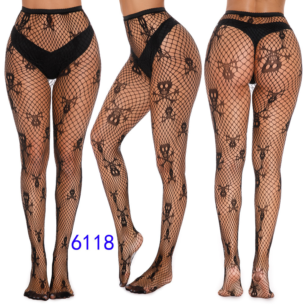 HY-1519 2023 New Big size Skulls Fishnet Stockings Girl Hallowmas Pantyhose For Party