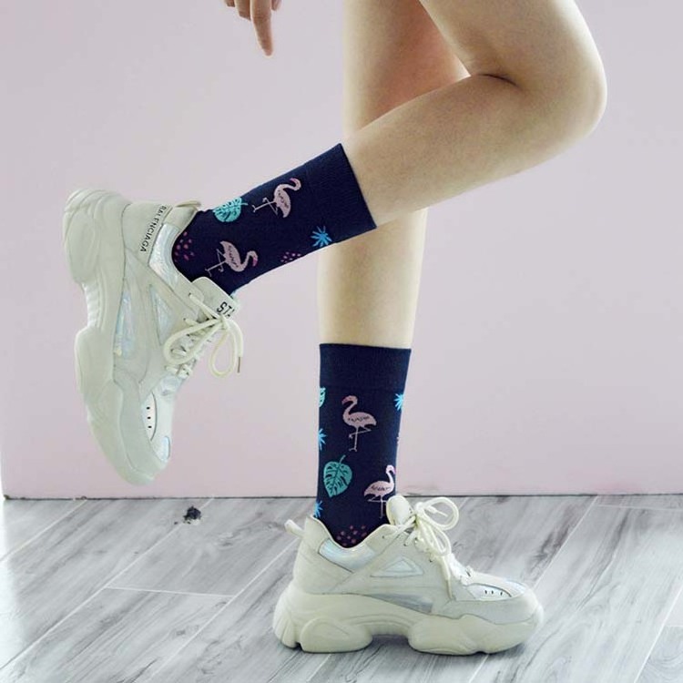 HY-1450 hot sale plane socks man Cartoon pattern cotton men's and women's stockings Japanese fruit animal candy color sock women