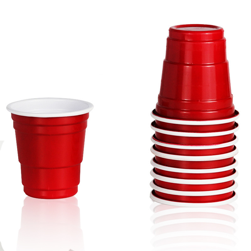 Premium 2 oz Mini Red Shot Glasses Disposable Plastic Party Cups for Jello Shots and Tasting